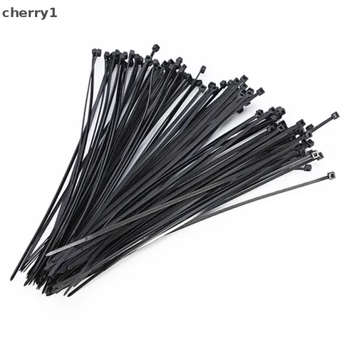 Cereja1 100pcs 10cm Nylon Plástico Zip Trim Wrap Ties Wire SelfLocking Black Novo