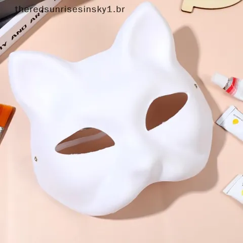Máscara De Festa Bricolage Anime Foxes Estilo Hot Style DIY Gato Japonesa Cosplay Rave Máscaras De Pintura À Mão