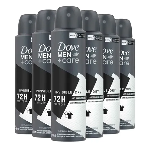 Kit Desodorante Aerosol Dove Men Invisible Dry 89g 6 Unidades