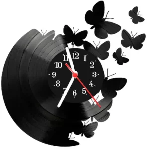 Relógio De Vinil Disco Lp Parede Borboleta