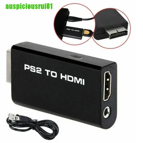 Auspiciosorui01 Adaptador Conversor De Vídeo PS2 Para HDMI Com Saída De Áudio De 35 Mm Monitor HDTV
