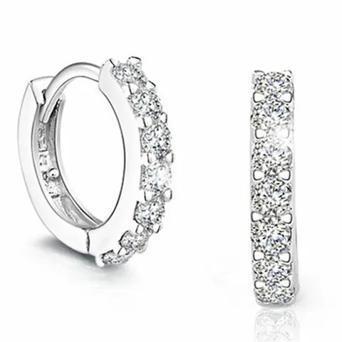 1 par de brincos de argola de cristal de prata 925 para mulheres presentes de joias de casamento