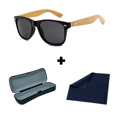 Kit Óculos De Sol Bambu Kit Case E Flanela Proteção UV