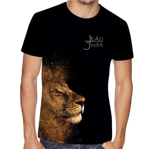 CamisetaCamisa Gospel Evangélica Adulto e Infantil o Leão de Judá Dryft