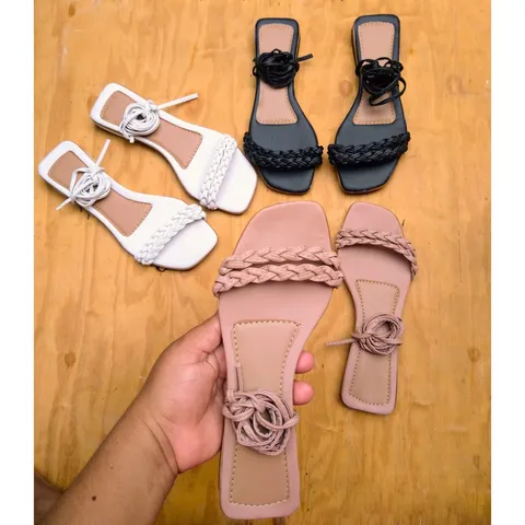 kit com 3 pares sandalia feminina gladiadora rasterinha chinelo amarrar