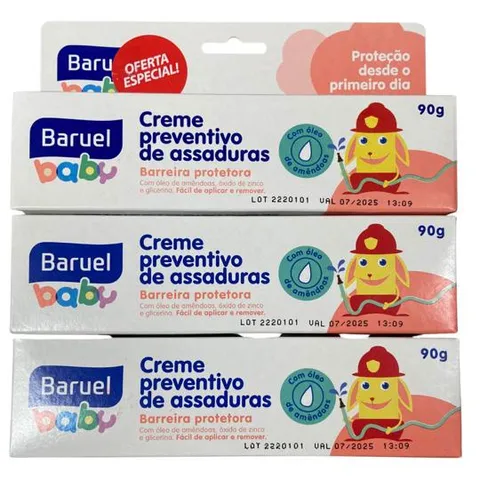 Kit c3 Creme Preventivo de Assaduras Baruel Baby com Barreira Protetora 90g Envio Rápido