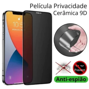 Película Cerâmica 9D Privacidade AntiEspião Compatível Com iPhone 6 7 8 X XR 11 12 13 14 Pro Max Selecione seu modelo