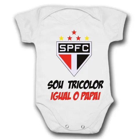 Body de Bebê Personalizado São Paulo Tricolor Igual o Papai