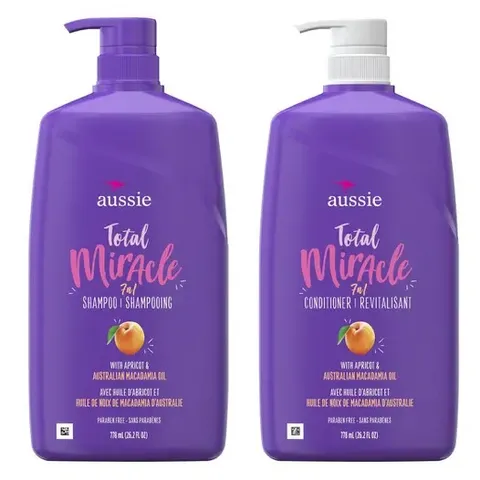 Kit Shampoo 778ml Condicionador 778ml Aussie Total Miracle Pessego 7 em 1