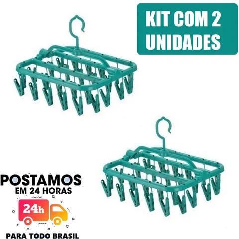 Kit com 2 Varais Varal Dobrável Roupas Íntimas Calcinha Meia Cueca Organizador Multiuso 26 Prendedores varal de roupa intimia