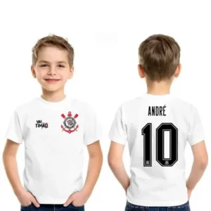 camisa infantil corinthians personalizada com nome e número