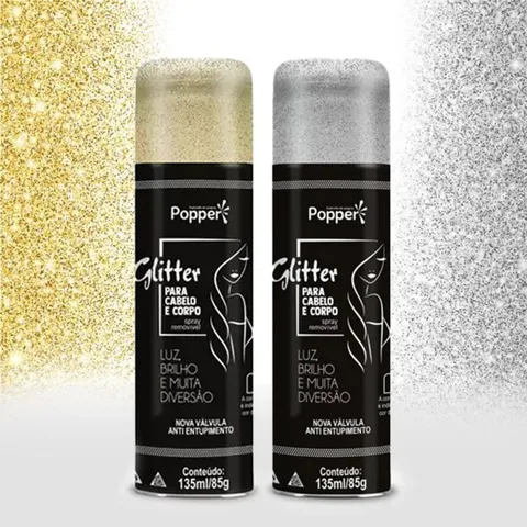 Spray Glitter Cabelo corpo e roupa Popper 135ml
