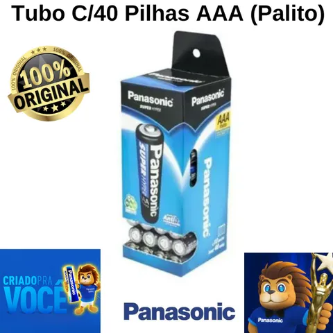 Pilha Panasonic AAA palito Tubo com 40 Pilhas