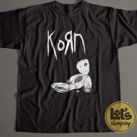 Camiseta básica moda camisa tshirt 100 algodão silk screen estampa música banda rock Korn