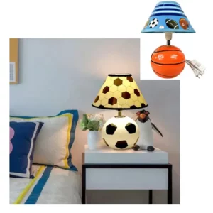 Abajur Infantil Cerâmica Bola FutebolBasquete 27 Cm Decoração Quarto com Cúpula