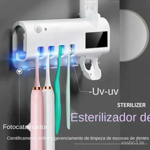Aplicador Pasta de Dente Suporte Dispenser Escova Automático Com Esterilizador Uv