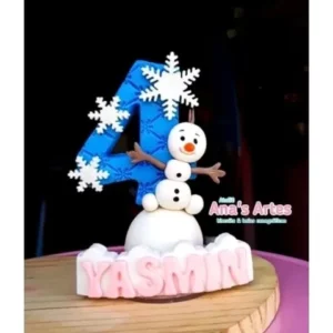 vela de aniversário no tema Frozen topo de bolo