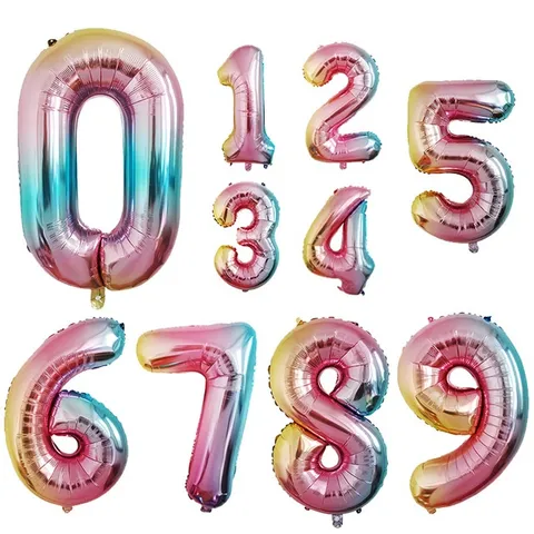 Balão de número metalizado Multicolor 16 polegadas Diversos Modelos