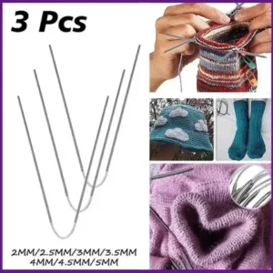 3Pcs 25mm agulhas de malha circular tricô cabo de metal agulhas circulares conjunto tricô para bebês mangas meias acessórios