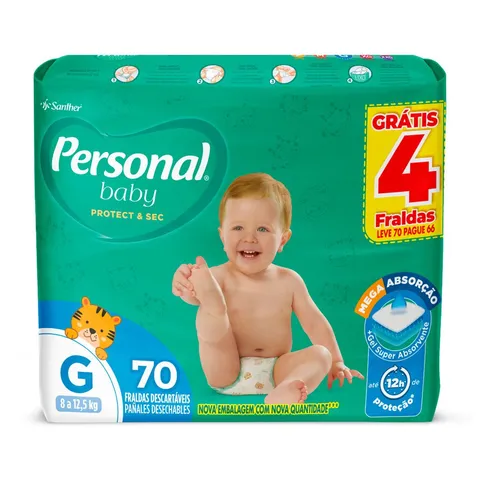 Fralda Personal Baby Protect Sec Tamanho G Leve 70 Pague 66 Unidades Descartáveis