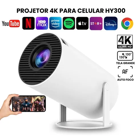 Projetor 4K HD 150 Polegadas Celular Tv B0x Xbox PS Pc Wifi e Bluetooth HY300 Magcubic 110220 Envio Imediato