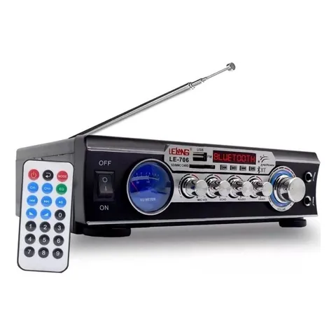 Mini Amplificador Áudio Stereo Bluetooth Karaokê Fm Mp3 Mini Amplificador Lelong Le706 Alta Frequencia