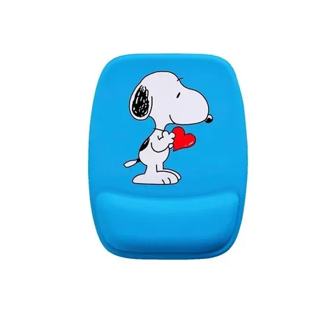 Mouse Pad Ergonomico Retangular Snoopy Azul Coração Fofo LC
