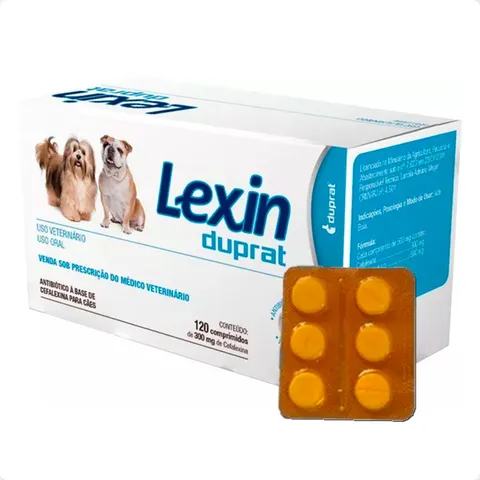 Lexin 300 mg Duprat Antibiótico para Cães Blíster 6 Comprimidos