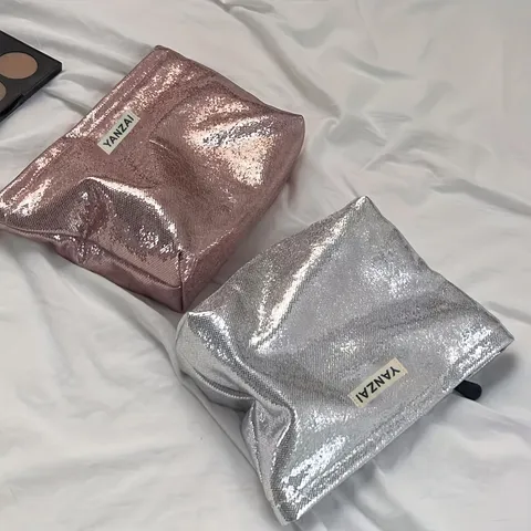 Bolsa de armazenamento de embreagem Bolsa fofa com zíper e glitter bolsa cosmética de viagem feminina de grande capacidade lavável