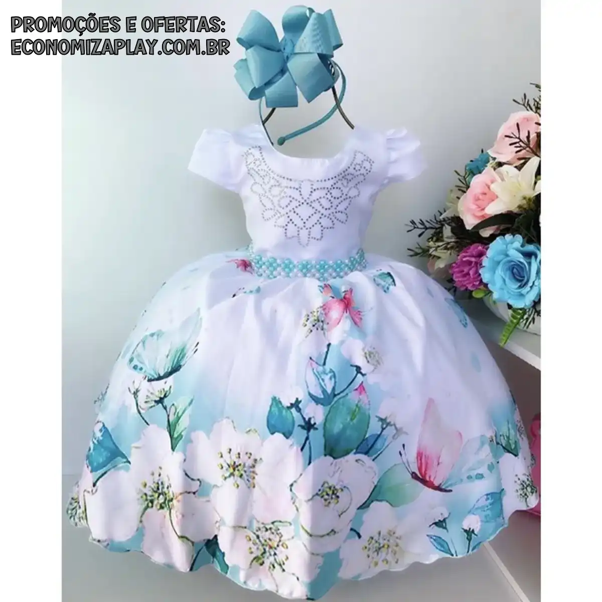 Vestido Infantil para Casamento Festas Formatura Daminha e Princesas Jardim Encantado