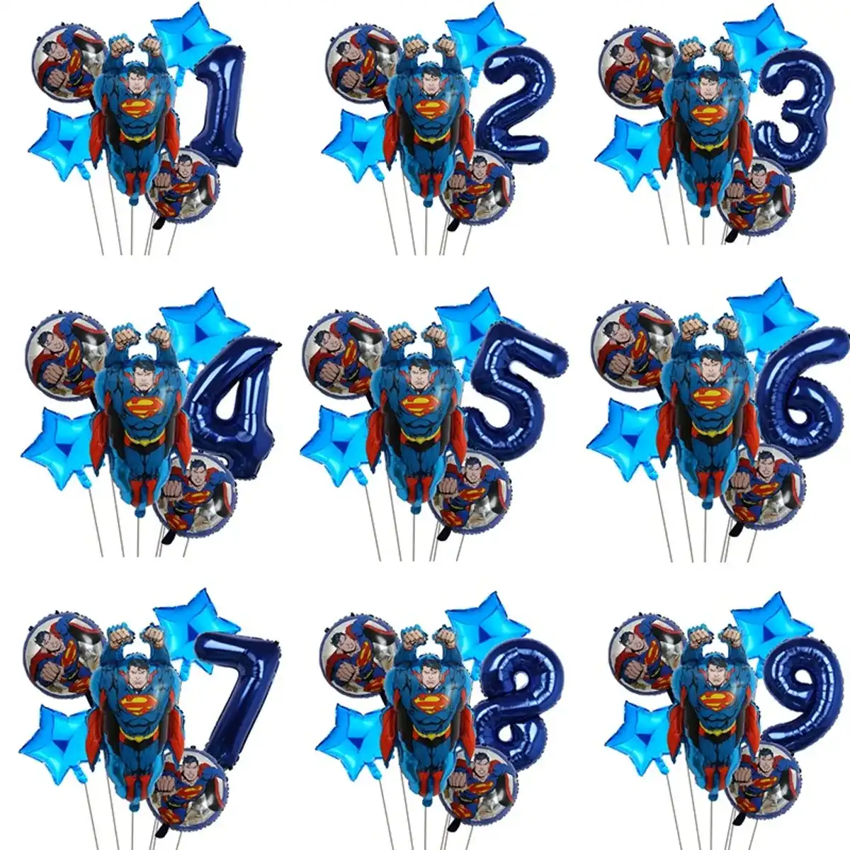 6pcsSet DC SuperHomem Tema Balões De Folha De Alumínio Azul Conjunto De Aniversário Infantil Festa Decoração De Casa Brinquedos
