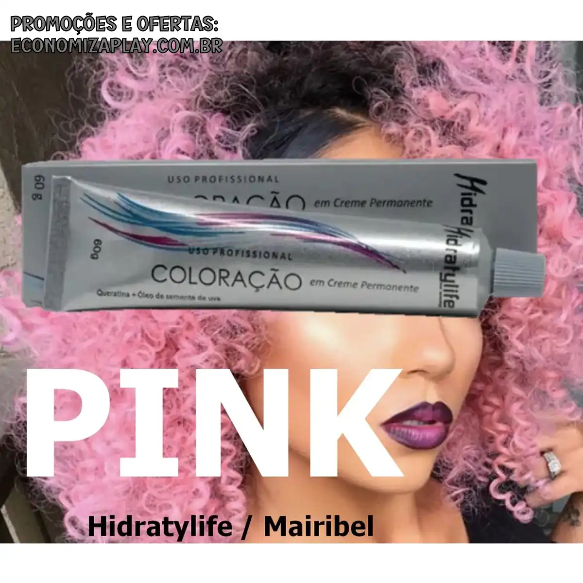 Tinta Cabelo ROSA PINK Coloração 60g Hidratylife Mairibe
