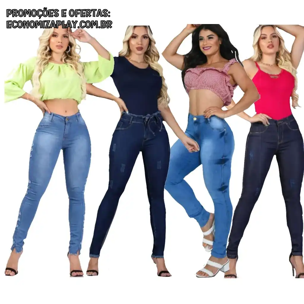 Calça jeans feminina com lycra empina bumbum skynny