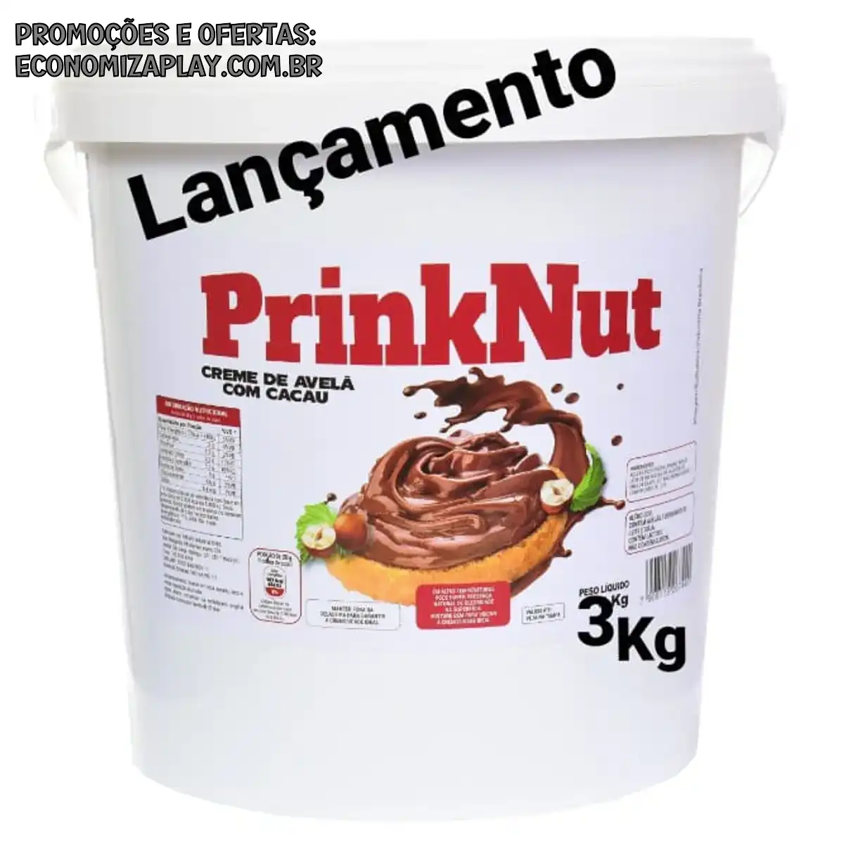 CREME DE AVELÃ COM CACAU PRINKNUT BALDE DE 3 KG Produto simillar a Nutella ideal para confeitaria padaria sorveteria e casas de açaí