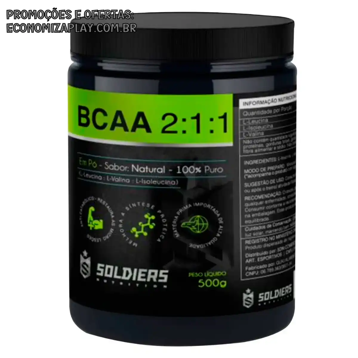 BCAA Em Pó 500g 100 Puro Importado Soldiers Nutrition