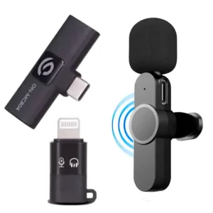 Microfone de Lapela Sem Fio Bluetooth Vlog Compatível Tipo C e iPhone
