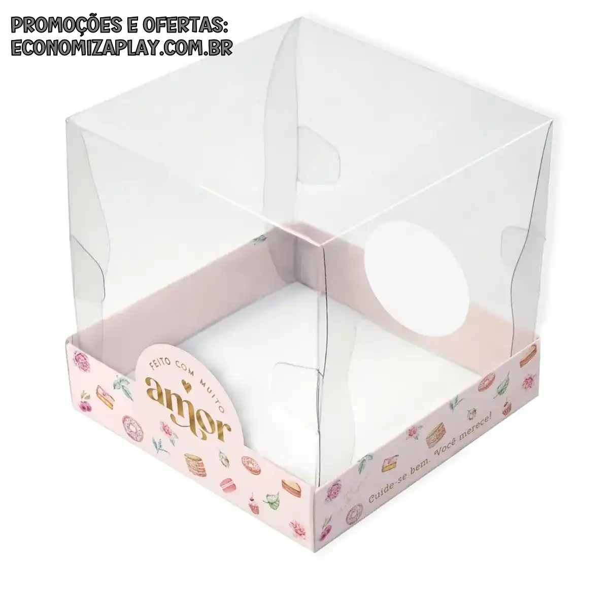 Caixa Premium Mini Bolo Patisserie Rosa Pct C 5 Unid