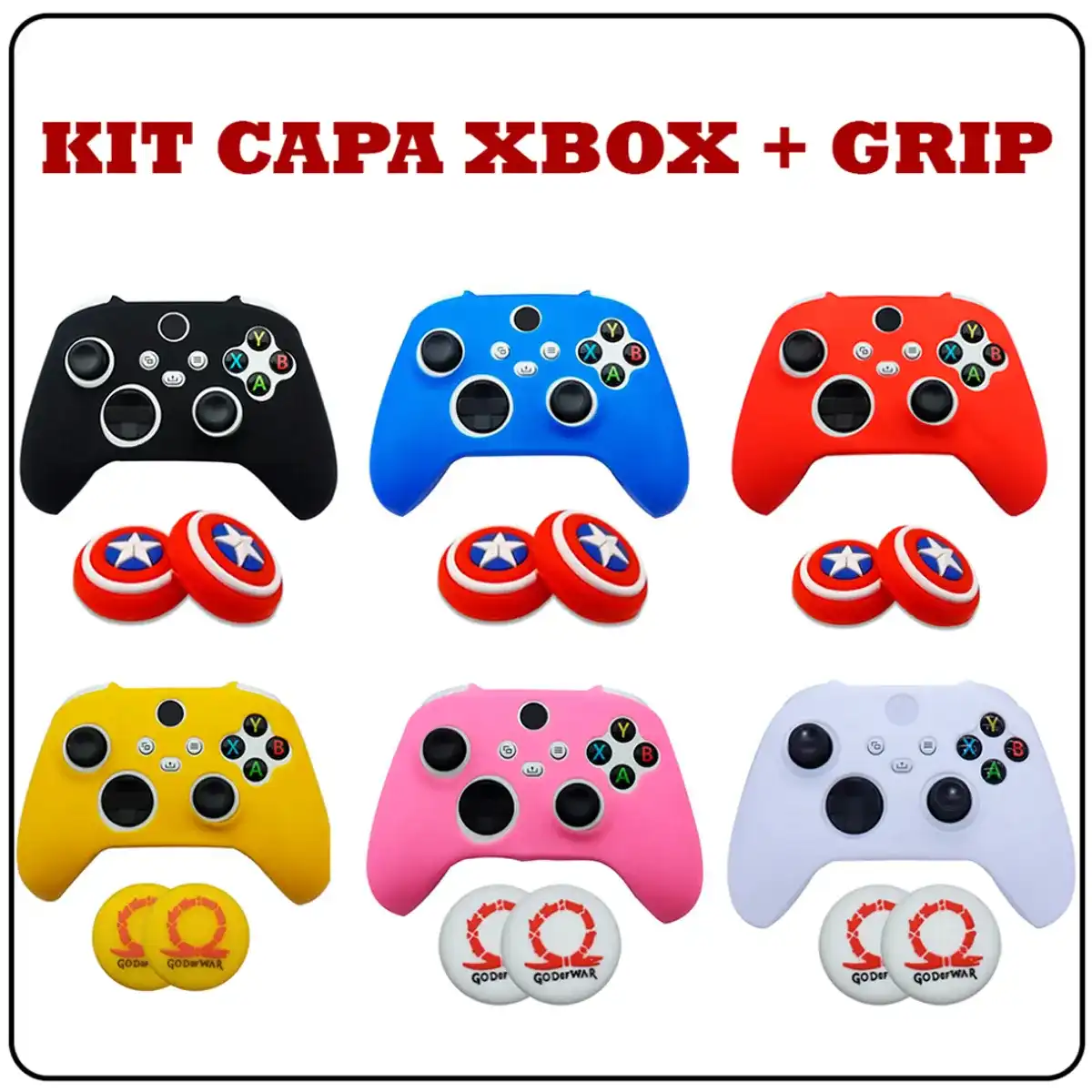 KIT Capa Grip Protetor De Silicone Macia Pele Para Xbox Série X S Controlador