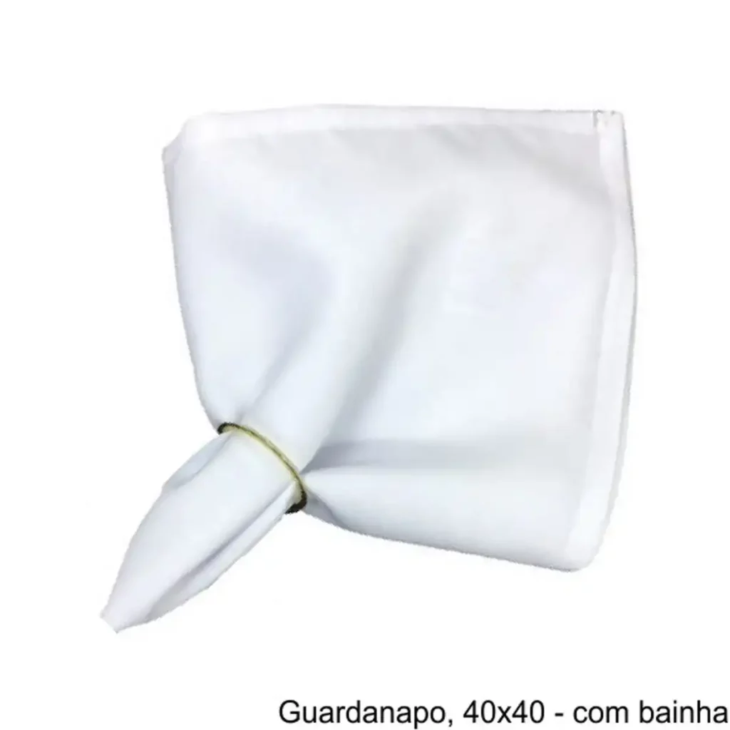 KIT 100 Guardanapos em tecido Premium Acabamento em overloque Tamanho 35 X 35cm branco