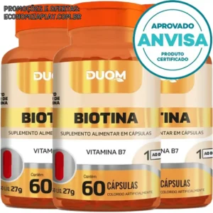 KIT 3 Unidades Biotina Vitamina B7 60 Cápsulas 450mg Duom