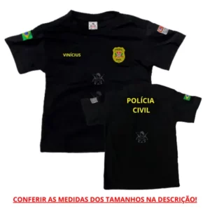 Camiseta Infantil Bordada da Policia Civil INFORMAR NOME