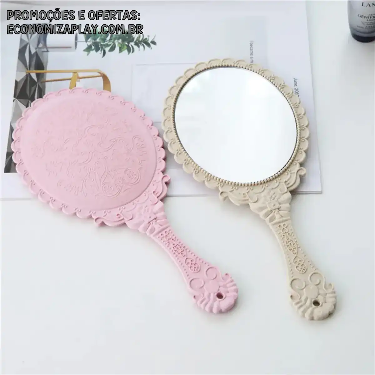 Espelho De Mão Modelo Princesa Provençal Decoração Maquiagem