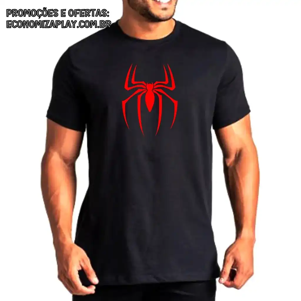 Camiseta Homem Aranha Vermelho Spider Man Marvel Geek Nerd Spiderman 100 Algodão