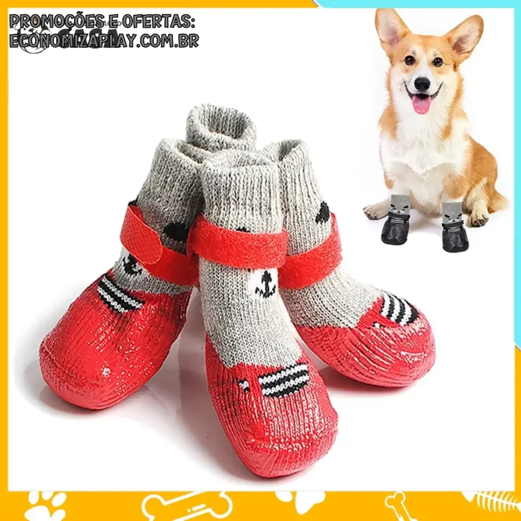 Sapatos Cachorro 4pcs Para Animais De Estimação Meias Cães De Inverno À Prova Dágua Botas De Neve Gatos AntiDerrapante