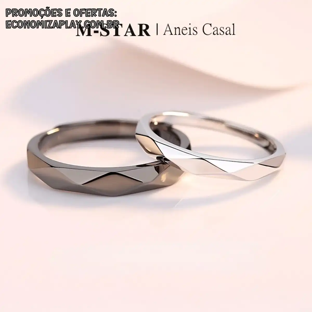 Anel Aliança de Namoro AjustávelPar de Alianças de casal Compromisso Noivado Casamento CRC013