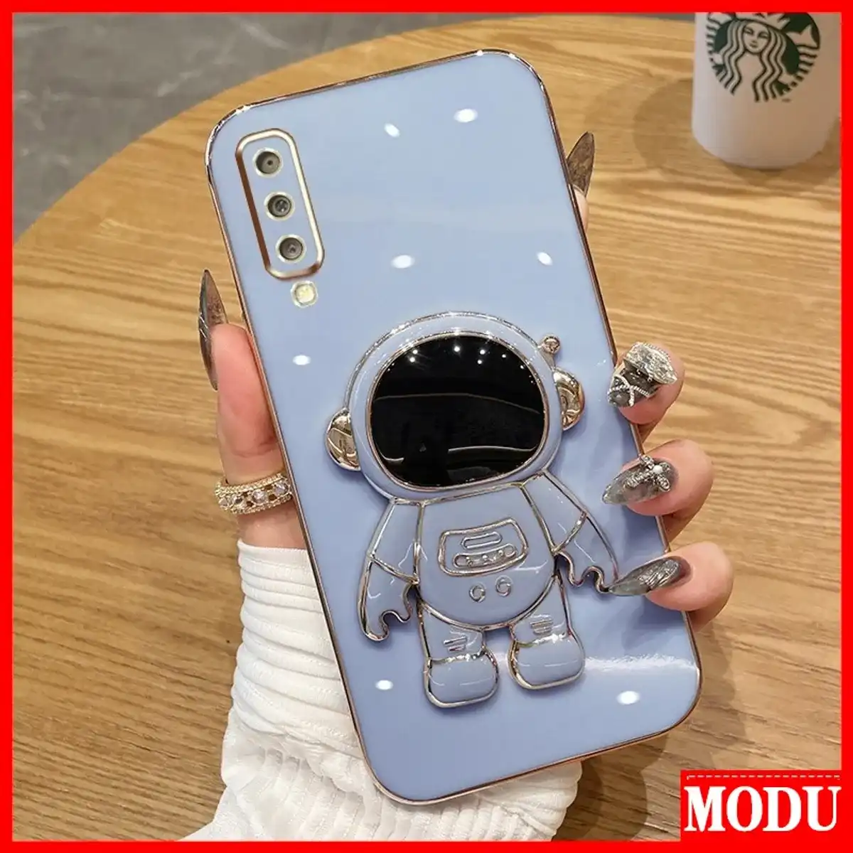 Caixa MODU Para Telefone De Luxo Galvanizada Samsung Galaxy A25 A750 A7 2018 Macaron Color Com Suporte Astronauta De Alta Qualidade