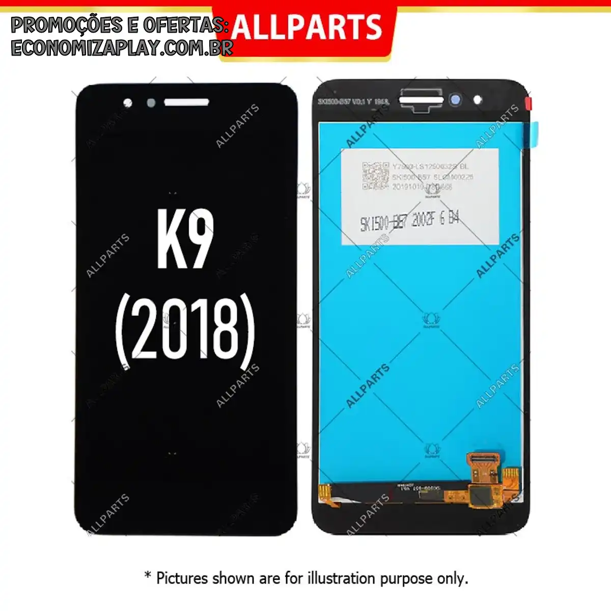 Tela Frontal Display do LG K9 2018 LCD Touch Completo Compatível Cona X210