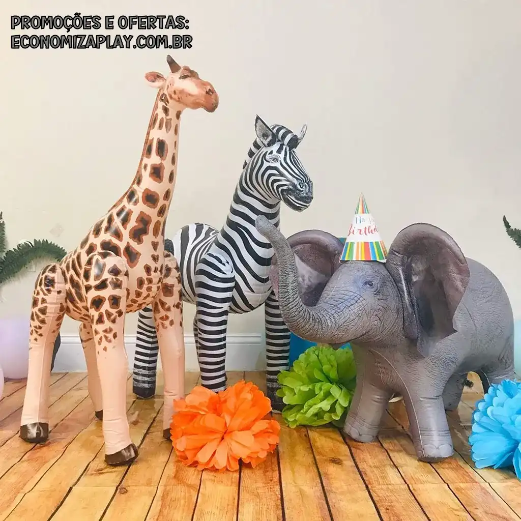 Brinquedos De Simulação Grande Para Crianças Girafa Zebra Elefante Selva Animais Insufláveis Balão Woodland Jungle Safari Tema Festa De Aniversário Suprimentos De Decoração