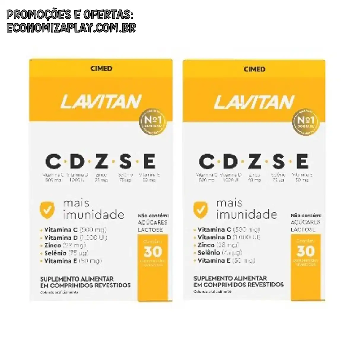 Kit 2x Lavitan Imunidade Vitaminas CDZSE C 30 Comp Cimed