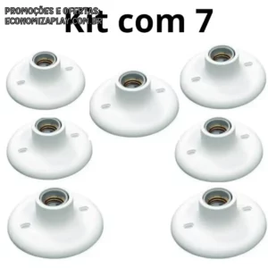 Kit 7 Plafonier Branco E27 Porcelana Bocal Para Casa Comercio